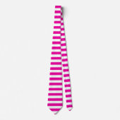 Bright Neon Hot Pink and White Stripe Tie ネクタイ (正面)