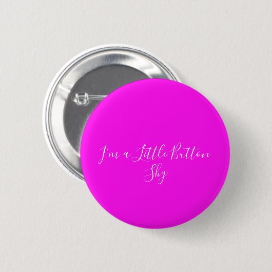Bright Neon Pink Minimalist Design Pinback 缶バッジ (正面&裏面)