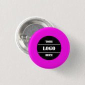 Bright Neon Pink Personalized Circle Badge Button 缶バッジ (正面&裏面)