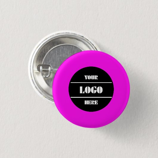 Bright Neon Pink Personalized Circle Badge Button 缶バッジ (正面&裏面)