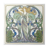 Bright Nouveau Muse & Peacocks Pat#2 ID1193 タイル (正面)