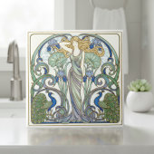 Bright Nouveau Muse & Peacocks Pat#2 ID1193 タイル