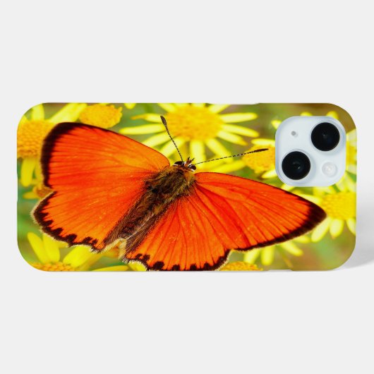 Bright Orange Butterfly Yellow Flowers Case-Mate iPhoneケース (裏面 (横))