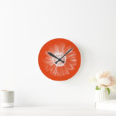 Bright Orange Floral Wall Clock ラウンド壁時計 (ホーム)