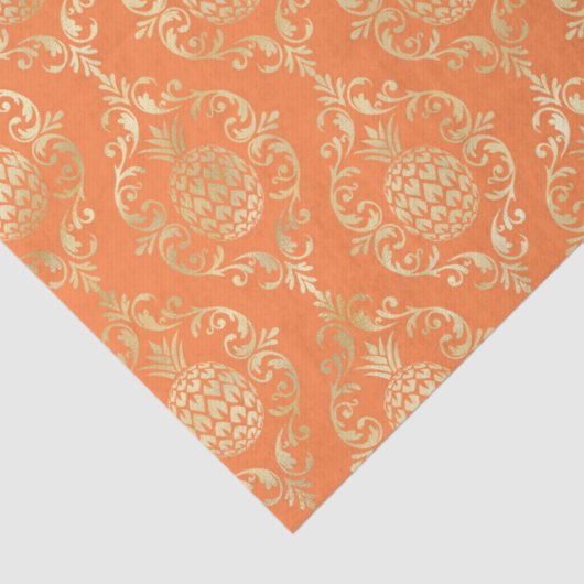 Bright Orange Gold Pineapple Damask  薄葉紙 (詳細)