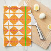 Bright orange, green, white abstract tea towel キッチンタオル (四つ折り)