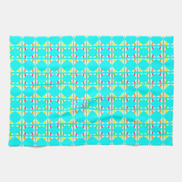Bright orange, green, white abstract tea towel キッチンタオル
