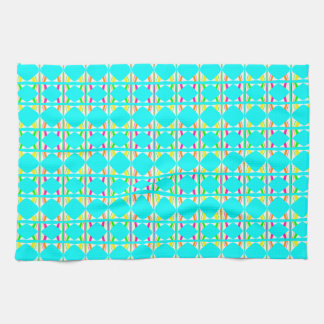 Bright orange, green, white abstract tea towel キッチンタオル