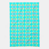 Bright orange, green, white abstract tea towel キッチンタオル (縦)