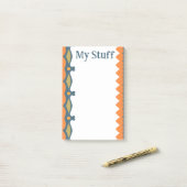 Bright Orange Hearts And Waves ポストイット (デスク上)