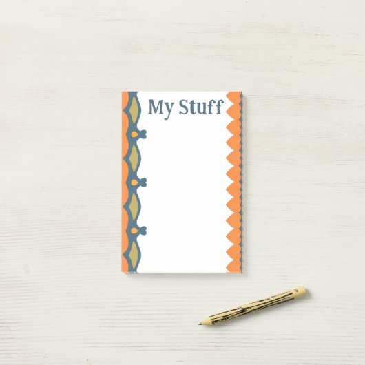 Bright Orange Hearts And Waves ポストイット (デスク上)