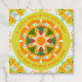 Bright Orange Playful Green Fun Star Baby Shower フェイバータグ