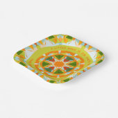 Bright Orange Playful Green Fun Star Baby Shower ペーパープレート (傾斜あり)