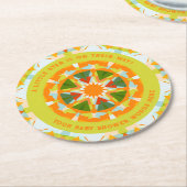 Bright Orange Playful Green Fun Star Baby Shower ラウンドペーパーコースター (アングル)