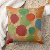 Bright Orange Red Green Dots クッション (ブランケット)