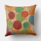 Bright Orange Red Green Dots クッション (裏面)