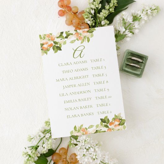 Bright Orange Wedding Seating Chart Card テーブルナンバー