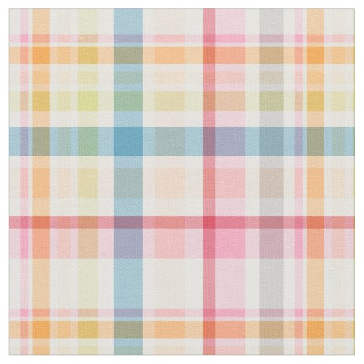 Bright Pastel plaid multicolour clan tartan ファブリック (クローズアップ)
