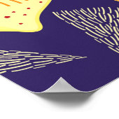 Bright pattern of lemons and cloves on a dark blue ポスター (角)