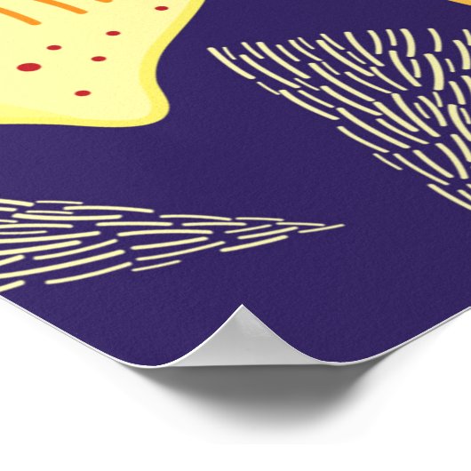 Bright pattern of lemons and cloves on a dark blue ポスター (角)