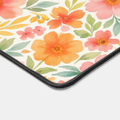 Bright Pattern Pink Orange Watercolor Floral  デスクマット (コーナー)