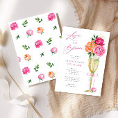 Bright Peony Love is in Bloom, Patterned Back 招待状