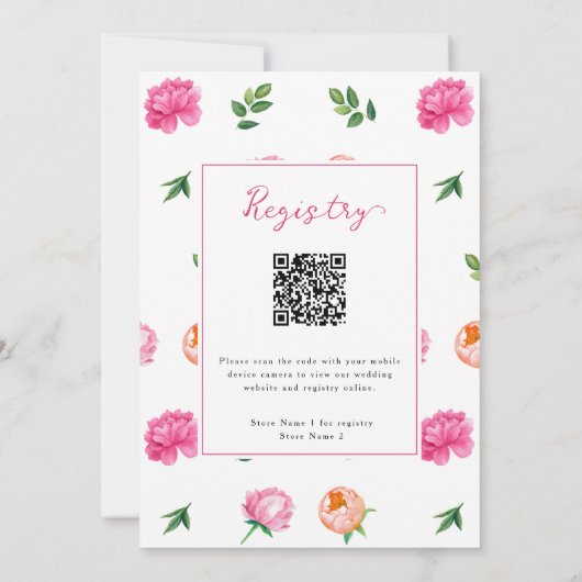 Bright Peony Tying the Knot QR Registry 招待状 (裏面)