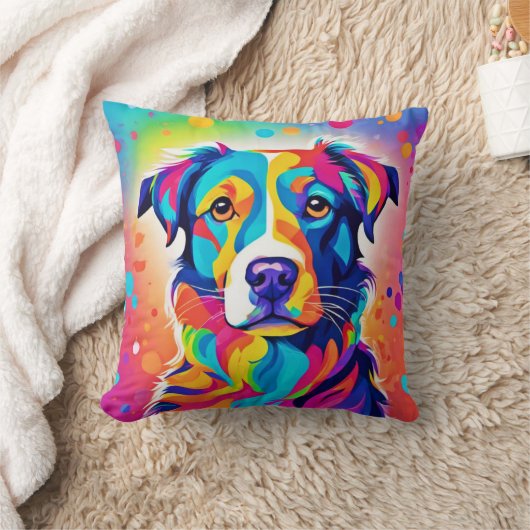 Bright Pet:カラフル Dog 絵を描's Art クッション (ブランケット)