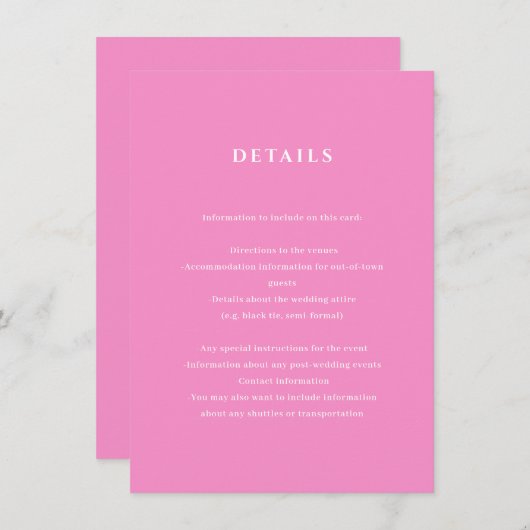Bright Pinkの詳細結婚エンクロージャカード エンクロージャーカード (正面/裏面)