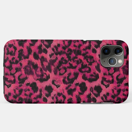 Bright pink and black spotted leopard Case-Mate iPhoneケース (裏面(横))
