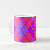 Bright Pink and Blue Argyle Pattern コーヒーマグカップ (正面左)