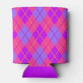 Bright Pink and Blue Argyle Pattern Monogram 缶クーラー (裏面)