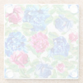 Bright Pink and Blue Floral Pretty Pattern ガラスコースター (裏面)