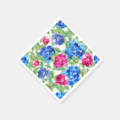 Bright Pink and Blue Floral Pretty Pattern スタンダードカクテルナプキン (角)