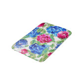Bright Pink and Blue Floral Pretty Pattern バスマット (アングル)