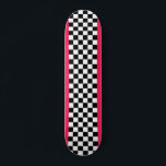 Bright pink and checkerboard スケートボード<br><div class="desc">A black and white classic checkerboard pattern,  with some bright vibrant pink.</div>