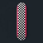 Bright pink and checkerboard スケートボード<br><div class="desc">A black and white classic checkerboard pattern,  with some bright vibrant pink.</div>