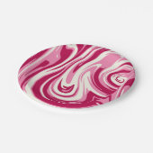 Bright Pink and Cream Marble Swirl ペーパープレート (アングル)