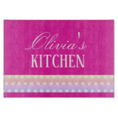 Bright Pink and Pola Dots カッティングボード (正面)