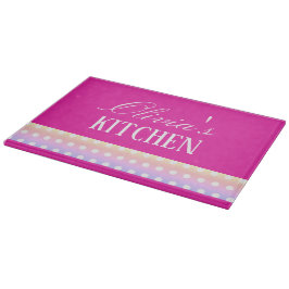 Bright Pink and Pola Dots カッティングボード