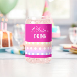 Bright Pink and Pola Dots ガラス缶