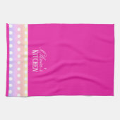 Bright Pink and Pola Dots キッチンタオル (横)
