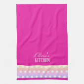 Bright Pink and Pola Dots キッチンタオル (縦)