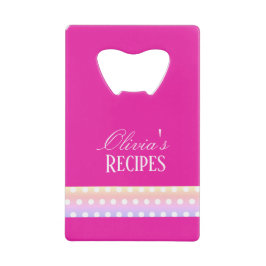 Bright Pink and Pola Dots クレジットカード栓抜き