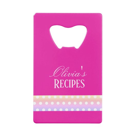 Bright Pink and Pola Dots  クレジットカード栓抜き (正面)