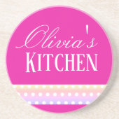 Bright Pink and Pola Dots コースター (正面)