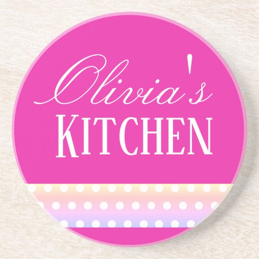 Bright Pink and Pola Dots コースター (正面)