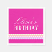 Bright Pink and Pola Dots  スタンダードカクテルナプキン (正面)