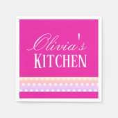 Bright Pink and Pola Dots スタンダードカクテルナプキン (正面)