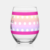 Bright Pink and Pola Dots  ステムなしワイングラス (左)